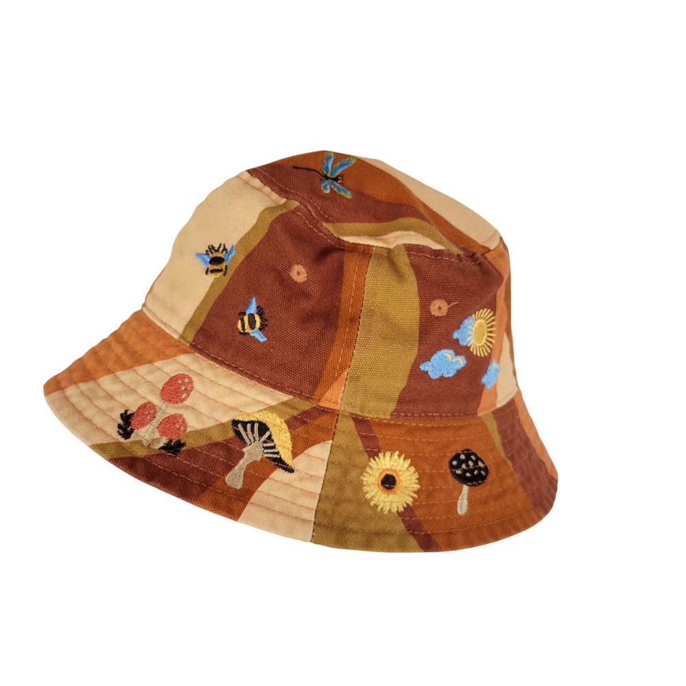 Urban Outfitters Whimsical Embroidered Bucket Hat Patchwork 100% Cotton